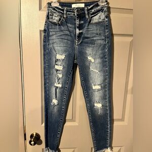 Distressed kancan skinny high waisted ankle jeans